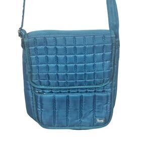 Lug Moped Day Pack Quilted Crossbody Travel Bag Teal Blue
